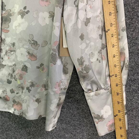 NEW $89 Halogen Satin Button-Up Shirt Floral SZ M - Picture 7 of 10